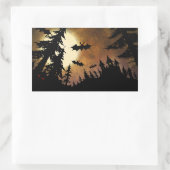 Sticker Rectangulaire Chauves-souris d'Halloween, Château et Lune (Sac)