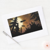 Sticker Rectangulaire Chauves-souris d'Halloween, Château et Lune (Enveloppe)