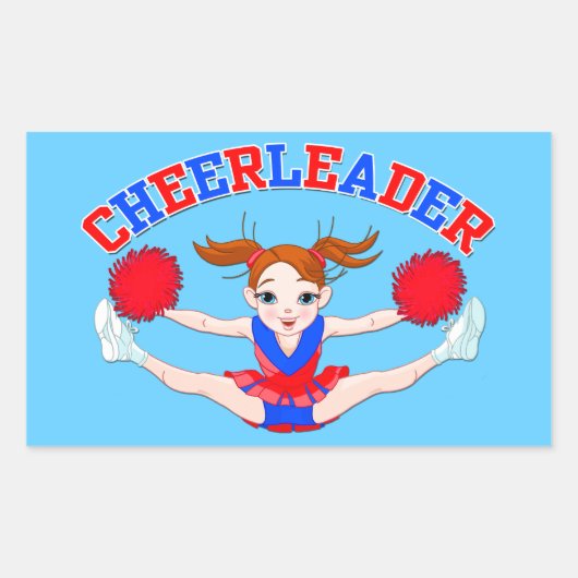 Sticker Rectangulaire Cheerleaders, Pom-pom girl volant (Devant)