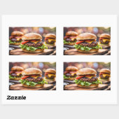 Sticker Rectangulaire Cheeseburgers (Feuille)
