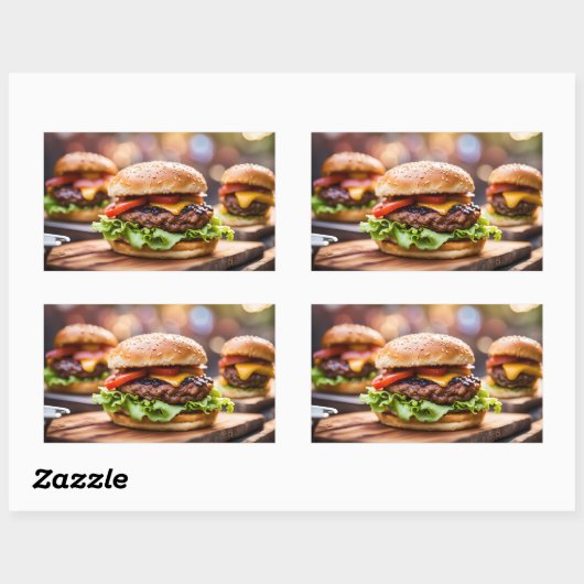 Sticker Rectangulaire Cheeseburgers (Feuille)