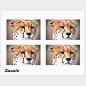 Sticker Rectangulaire Cheetah Portrait par Pleine lune : La grâce de la  (Feuille)
