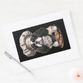 Sticker Rectangulaire Chef Cuisine Tricolor Cavalier Charles Spaniel (Enveloppe)