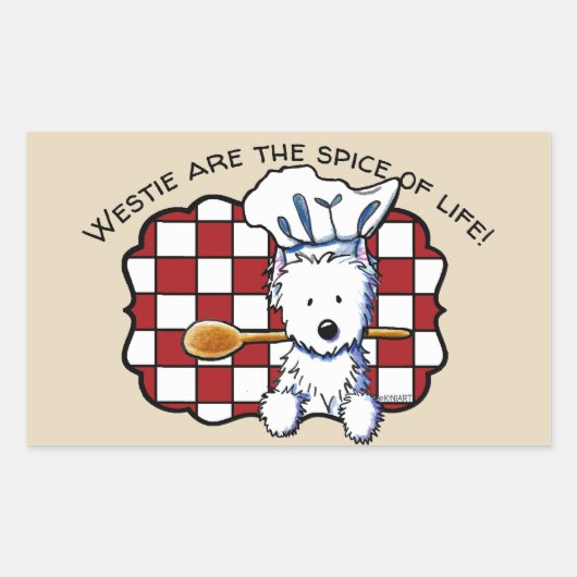 Sticker Rectangulaire Chef Westie KiniArt (Devant)