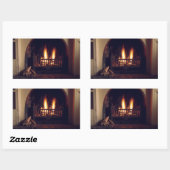 Sticker Rectangulaire Cheminée à la maison (Feuille)