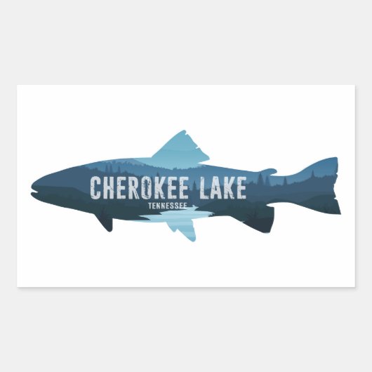 Sticker Rectangulaire Cherokee Lake Tennessee Fish (Devant)