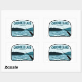 Sticker Rectangulaire Cherokee Lake Tennessee Fishing Rod (Feuille)