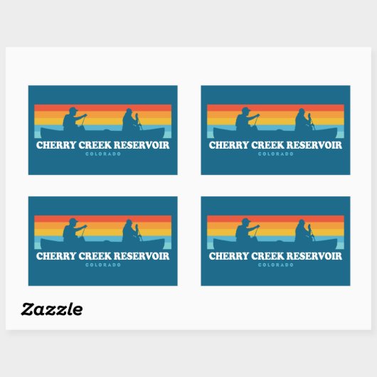Sticker Rectangulaire Cherry Creek Réservoir Colorado Canoe (Feuille)