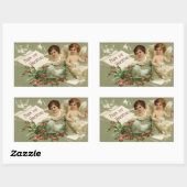 Sticker Rectangulaire Cherubs et Rose Valentine (Feuille)