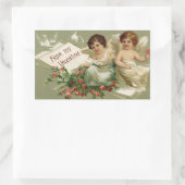 Sticker Rectangulaire Cherubs et Rose Valentine (Sac)