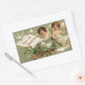 Sticker Rectangulaire Cherubs et Rose Valentine (Enveloppe)