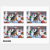 Sticker Rectangulaire Chesapeake Bay Retriever Neige avec Casquette de N (Feuille)