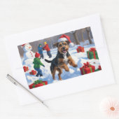 Sticker Rectangulaire Chesapeake Bay Retriever Neige avec Casquette de N (Enveloppe)