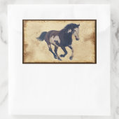Sticker Rectangulaire Cheval américain galopant sauvage de peinture de (Sac)