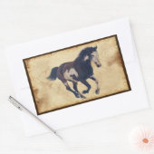 Sticker Rectangulaire Cheval américain galopant sauvage de peinture de (Enveloppe)