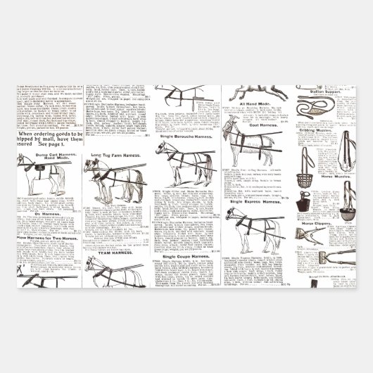 Sticker Rectangulaire Cheval Antique Publicité Journal Art (Devant)