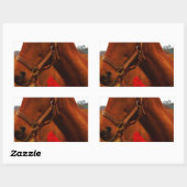 Sticker Rectangulaire Cheval avec Bow rouge (Feuille)