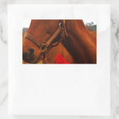 Sticker Rectangulaire Cheval avec Bow rouge (Sac)
