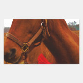 Sticker Rectangulaire Cheval avec Bow rouge (Devant)