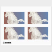 Sticker Rectangulaire Cheval blanc (Feuille)