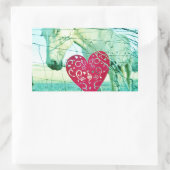 Sticker Rectangulaire Cheval Blanc Coeur Rouge Saint Valentin (Sac)