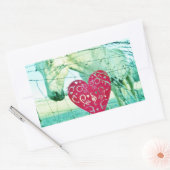 Sticker Rectangulaire Cheval Blanc Coeur Rouge Saint Valentin (Enveloppe)