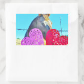 Sticker Rectangulaire Cheval blanc et Brown Valentine Coeurs (Sac)