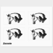 Sticker Rectangulaire Cheval blanc et design papillon (Feuille)