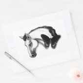 Sticker Rectangulaire Cheval blanc et design papillon (Enveloppe)