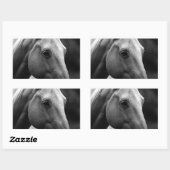 Sticker Rectangulaire Cheval blanc noir (Feuille)