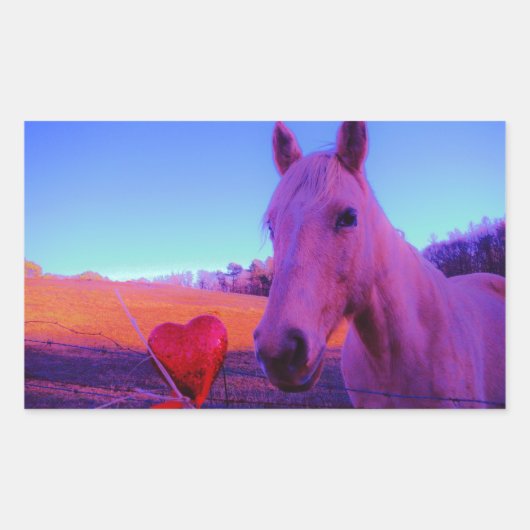 Sticker Rectangulaire Cheval Brown et Coeur Rouge (Devant)