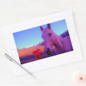 Sticker Rectangulaire Cheval Brown et Coeur Rouge (Enveloppe)