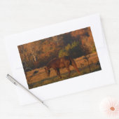 Sticker Rectangulaire Cheval Brown rouge, bois d'automne. (Enveloppe)