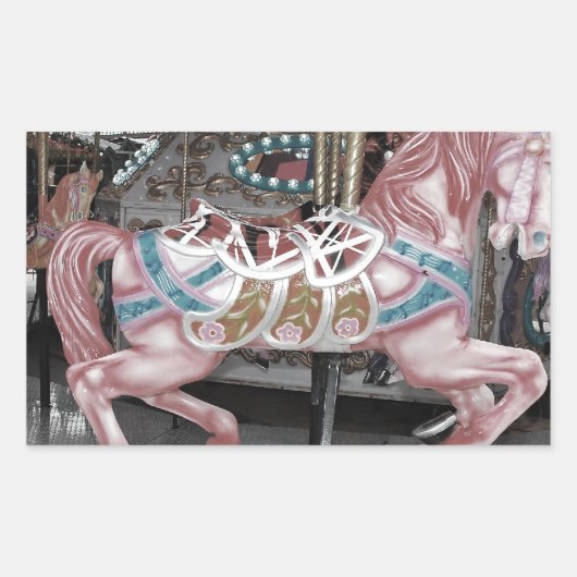 Sticker Rectangulaire Cheval carrousel rose (Devant)
