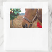 Sticker Rectangulaire Cheval de baiser sous Mistletoe (Sac)