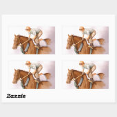 Sticker Rectangulaire Cheval de course et Jockey (Feuille)