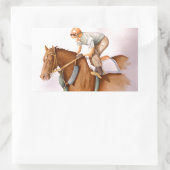 Sticker Rectangulaire Cheval de course et Jockey (Sac)