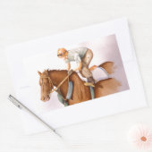 Sticker Rectangulaire Cheval de course et Jockey (Enveloppe)
