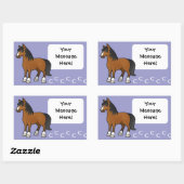 Sticker Rectangulaire Cheval de Dessin Animé (Feuille)