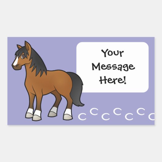 Sticker Rectangulaire Cheval de Dessin Animé (Devant)