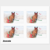 Sticker Rectangulaire Cheval de Noël (Feuille)