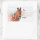 Sticker Rectangulaire Cheval de Noël (Sac)