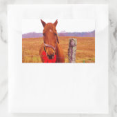 Sticker Rectangulaire Cheval de Noël avec arc & bas (Sac)