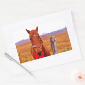 Sticker Rectangulaire Cheval de Noël avec arc & bas (Enveloppe)