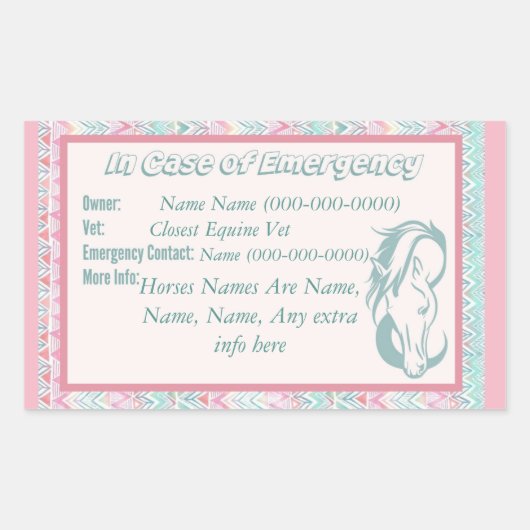 Sticker Rectangulaire Cheval en Coque d'urgence (Devant)
