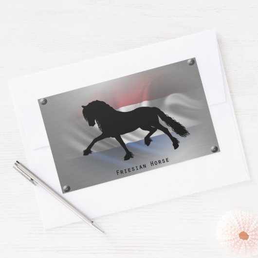 Sticker Rectangulaire Cheval frison (Enveloppe)