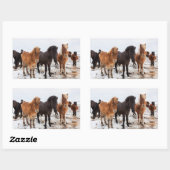 Sticker Rectangulaire Cheval islandais en hiver en Islande (Feuille)