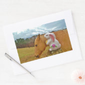 Sticker Rectangulaire Cheval Jaune, Lapin De Printemps (Enveloppe)