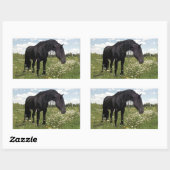 Sticker Rectangulaire Cheval noir (Feuille)