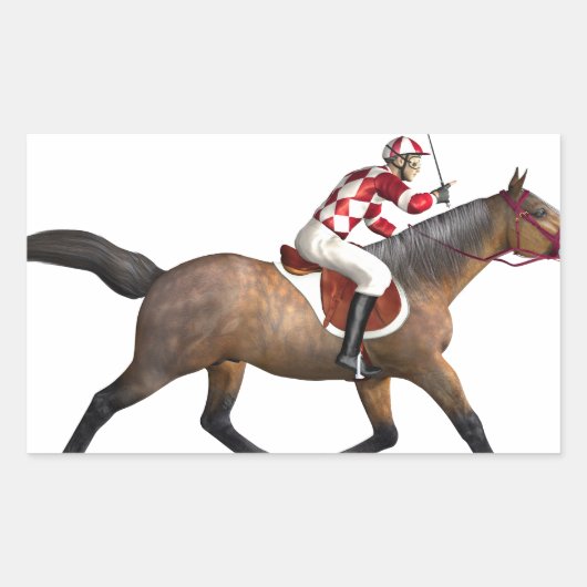 Sticker Rectangulaire Cheval Racing Jockey et Horse (Devant)